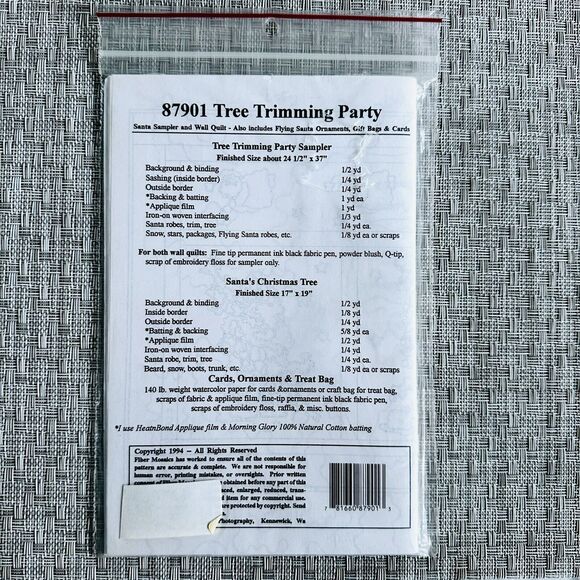 Santa Wall Quilt Pattern Tree Trimming Party Country Folk Primitive Tree Cottage - Picture 2 of 2